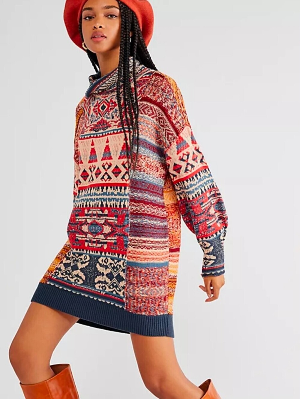 Free People Patterned Sweater Dress Size Small